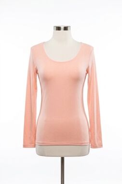 NEW ANGEL long sleeve scoop neck top in peach